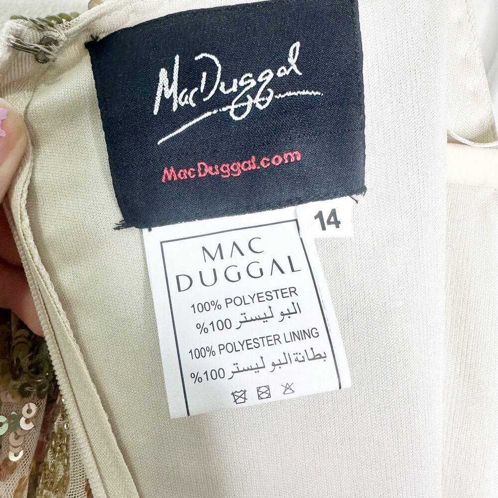 Mac Duggal 5503 Nude Floral Embellished Long Sleeve Gown 14 NEW - Picture 8 of 13
